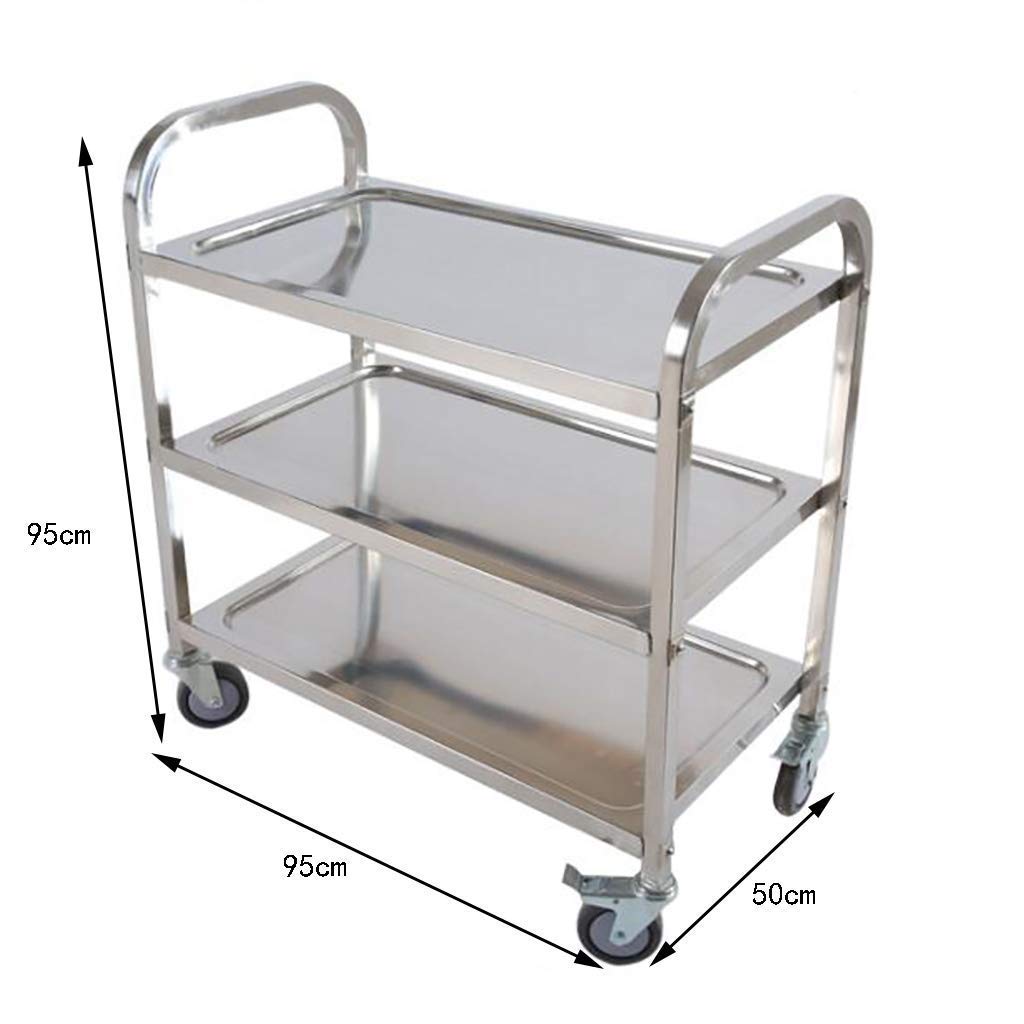 Carrello da tè a 3 livelli in acciaio inox, carrello da pranzo mobile per hotel e ristoranti, elegante mobile per ricevimenti, eventi e dessert, soluzione di servizio durevole ed elegante