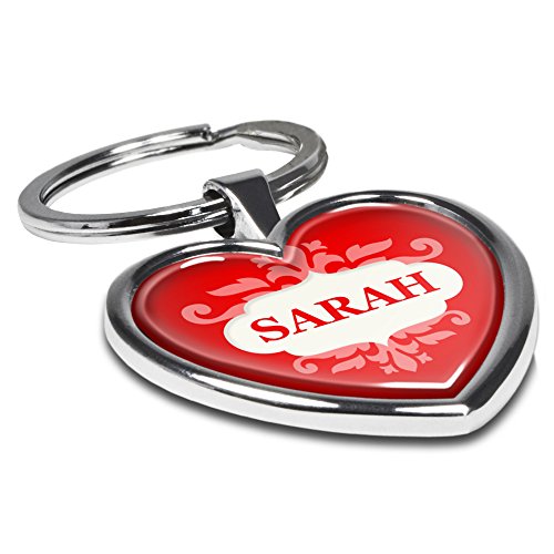 printplanet Schlüsselanhänger mit Namen Sarah - Motiv Ornamente - Herz-Schlüsselanhänger,