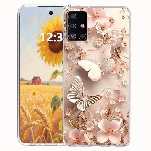 Coque Samsung Galaxy A17 5G rose mignonne avec motif fleur et papillon