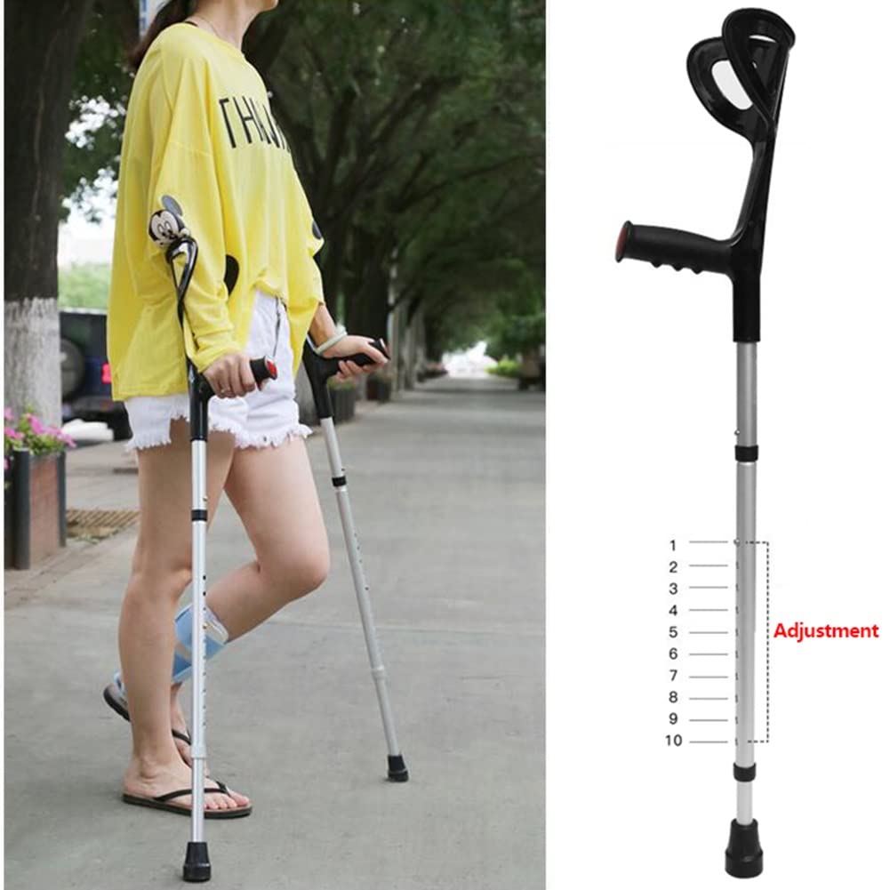 Stampelle pieghevoli regolabili per avambraccio per adulti Stampelle in alluminio leggero per altezza 140 190 cm Polsini aperti Colore: 1 unità