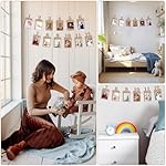 simarro 1st Birthday Party Photo Banner, Newborn to 12 Months Photo Garland Display For Baby Boy Girl Party Decoration Supplies Monthly Milestones First Birthday Picture Banner - Image 4