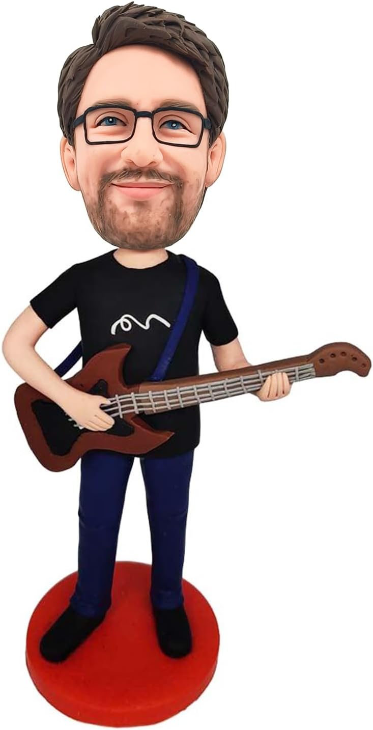 POPULARBOBBLEHEADS Customized Bobblehead Dolls, A Man Playing Guitar Handmade Personalized Sculpture Gifts forMen,Boyfriends,Husbands, Office Colleagues or Bosses Custom Bobblehead