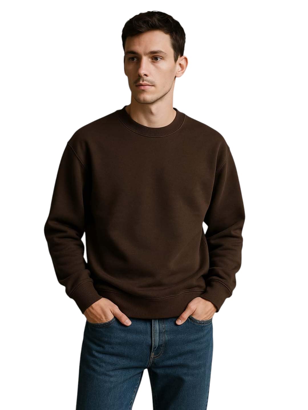 Classic Casual Crew Neck Sweatshirt, Cotton Blend, Long Sleeve Pullover with Ribbed Trim-image-7