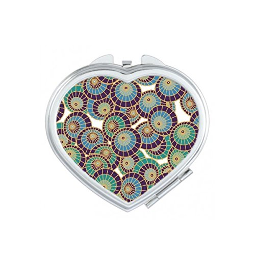 Miroir de poche japonais Ukiyo-e bleu et vert, mini miroir de maquillage compact pour sac