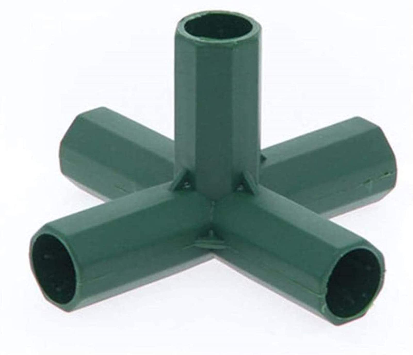 15 Pieces 16MM Greenhouse Frame Connectors Plastic Coated Canes PVC Fitting Stable Support Gardening Building Fruit Supports Cages Netting Frames Fencing Cane Rods (Green 5 Way Corner Connector)