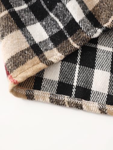 Image of 2Pcs Kids Boys Flannel Plaid Shirt Tops Pants Set Hoodie Sweatsuit for Fall Winter Spring Outfits 4-12 Years