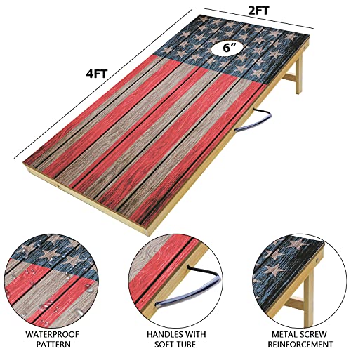 Iisport Solid Wood Cornhole Game Set, Cornhole Bean Bag Toss Game Set With Regulation Size Waterproof Cornhole Boards & 8 Bean Bags For Family Outdoor Backyard #TOP1