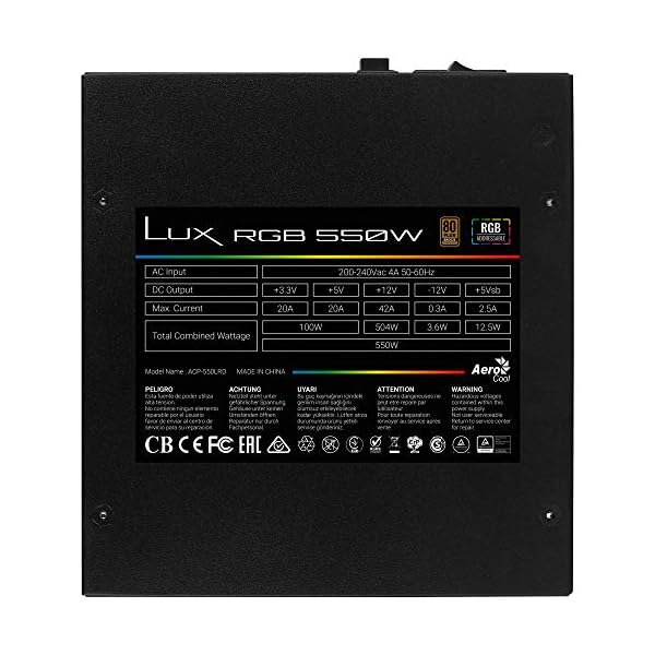 Aerocool LUX, fuente de alimentación 550W, Prism RGB, modular, 80Plus Bronze - Image 5