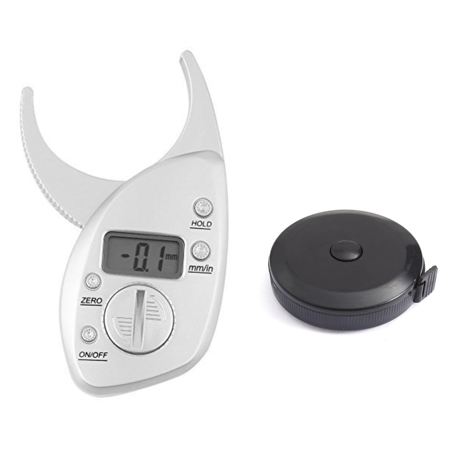 Bravezi Digital Body Fat Caliper and Body Fat Dual Side Push Button Portable Round Retractable Measuring Tape Pack of 2-image-4