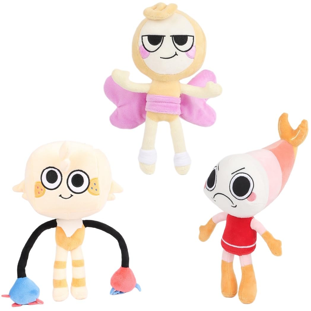 Funthy 2024 Dandy's World Plush Set, 3 Pcs Pebble Plushies Toy for Fans Gift, Soft Stuffed Animal Pillow for Home Kids' Bedroom Decor, Birthday Christmas Choice for Boys Girls