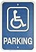 Brady 91336 18" Height, 12" Width, B-120 Premium Fiberglass White On Blue Color Handicapped Sign, Legend "Parking (With Picto)"