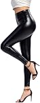 Pnadty Leggings en cuir faux pour femmes Sexy Butt Lifting High Waisted Skinny Pantalons en cuir