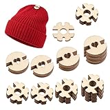 Xinjoduz 100 Stück Bommelknöpfe Aus Holz Abnehmbare Knöpfe Holz Bommel Holzknöpfe Kunstpelz Bommelhalter Für Mütze Pom-Pom-Halter Aus Kunstpelz DIY Zubehör Für Strickmützen Mützen