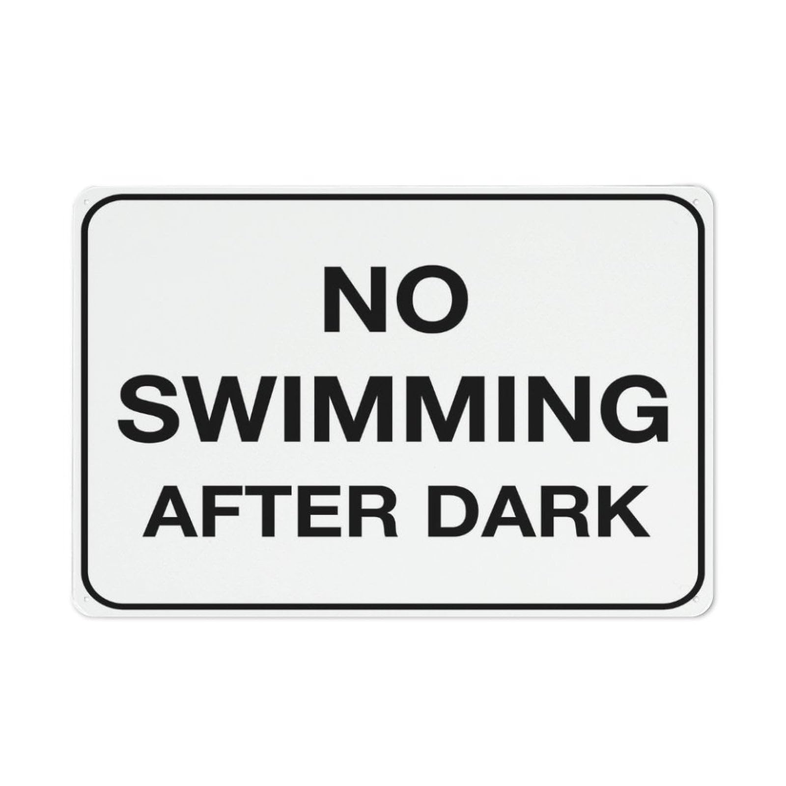 Peiyeety A04 No Swimming After Dark Sign Outdoor Metal Sign - 12X16 Inches Metal Signs For Business, Workplace, Office, Home, Delivery Signs, Road Signs, Garden Signs