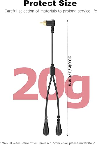 Miniatura 7 de Mellbree Snowmobiles - Cable divisor en Y de RCA para casco, de 10 pulgadas con conector dorado para calentador y visera o para dos personas, con