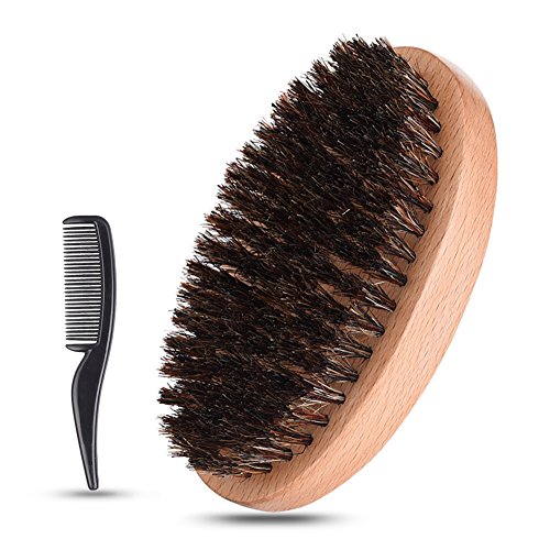 Uarter Beard Brush 100% Boar Bristle and Super Mini Comb Kit Facial Hair Trimmer for Men