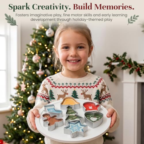 Slice and Bake Wooden Cookie Play Food Set for Kids, Kitchen Toys Food Accessories for Toddlers, Pretend Play Baking Set for 3 4 5 Years Old Girls Boys Birthday Gifts (Chrismas Gingerbread) - Image 4