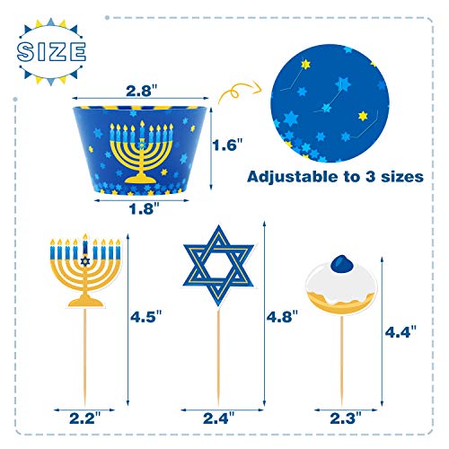48Pcs Hanukkah Cupcake Toppers And Wrappers For Hanukkah Party Decorations Chanukkah Theme Party Supplies #TOP5