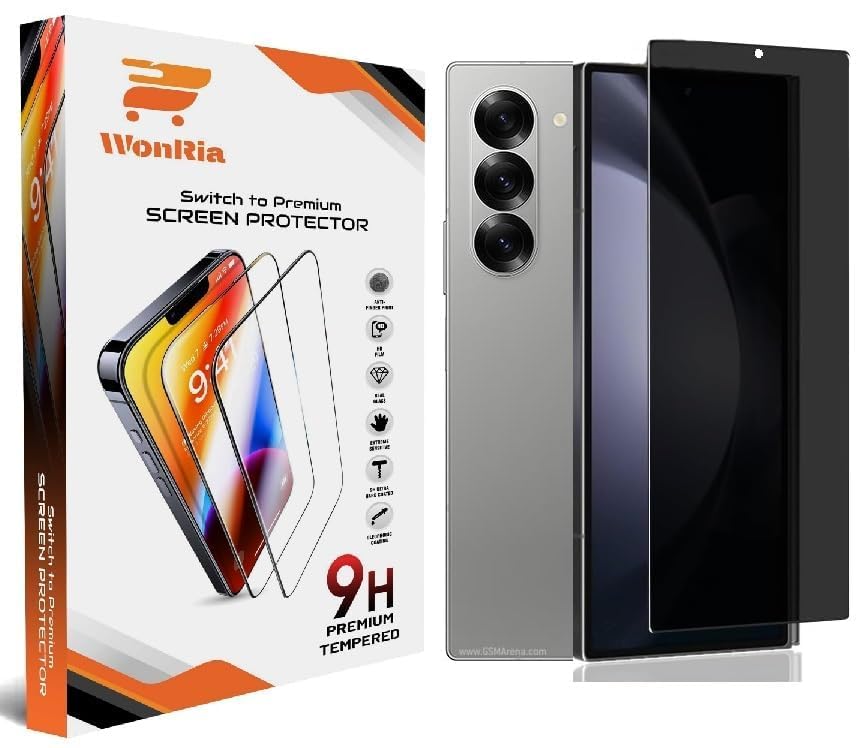 Image of WonRia Pack 1- Privacy Tempered Guard for Samsung Z Fold 6 5G | 9H Screen Guard Protector | Anti-Spy | Case Friendly - Installation Kit