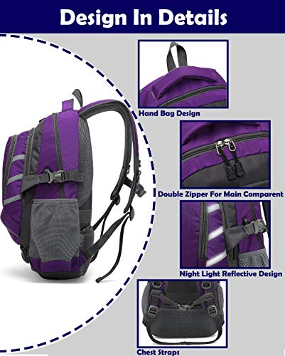 Proetrade Backpack Daypack For College Laptop Travel, Computer Bookbag Bag With Usb Charging Port Anti Theft Laptop Compartment Fits 15.6 Inch Notebook, Gifts For Men & Women (Purple) #TOP2