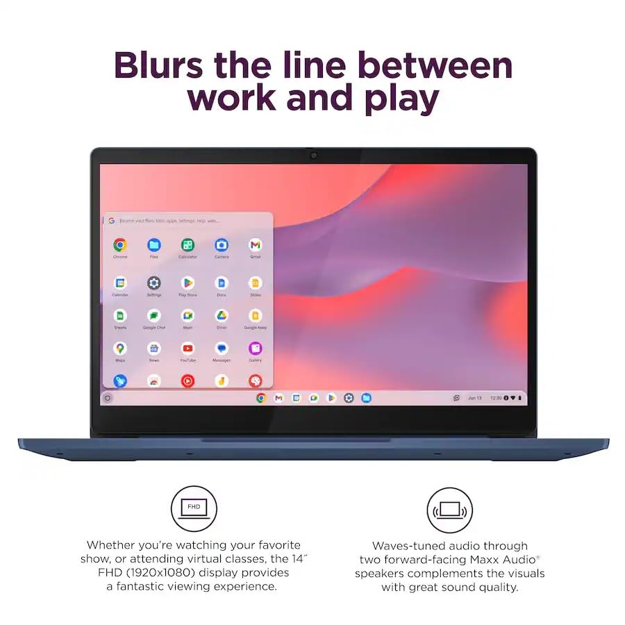 Image of Lenovo Chromebook 14 Laptop, MediaTek Kompanio 520, 4GB RAM, 128GB Storage