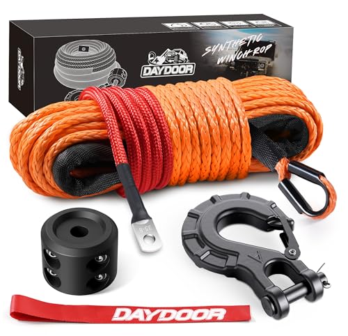 DAYDOOR Synthetic Winch Rope with Hook and Stopper