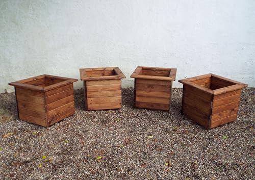 Charles Taylor 4 Piece Large Square Wooden Garden Planter L470xW470xH390mm