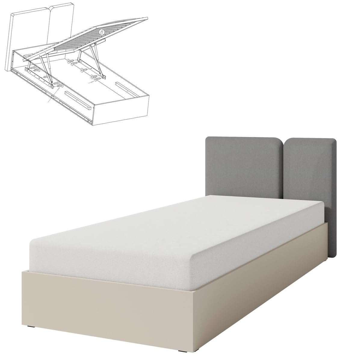 QMM Jugendzimmer Kinderzimmer komplett Laris Set C Schrank 3-türig Kommode Schreibtisch Wandregal Bett 200x90 Farbauswahl (Sandbeige - Eiche geölt)