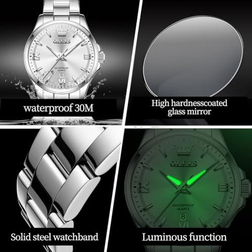 Image of OLEVS Watches for Women Luxury Elegant Stainless Steel Waterproof Luminous Diamond Women's Fashion Watch Ladies Watches for Small Wrists