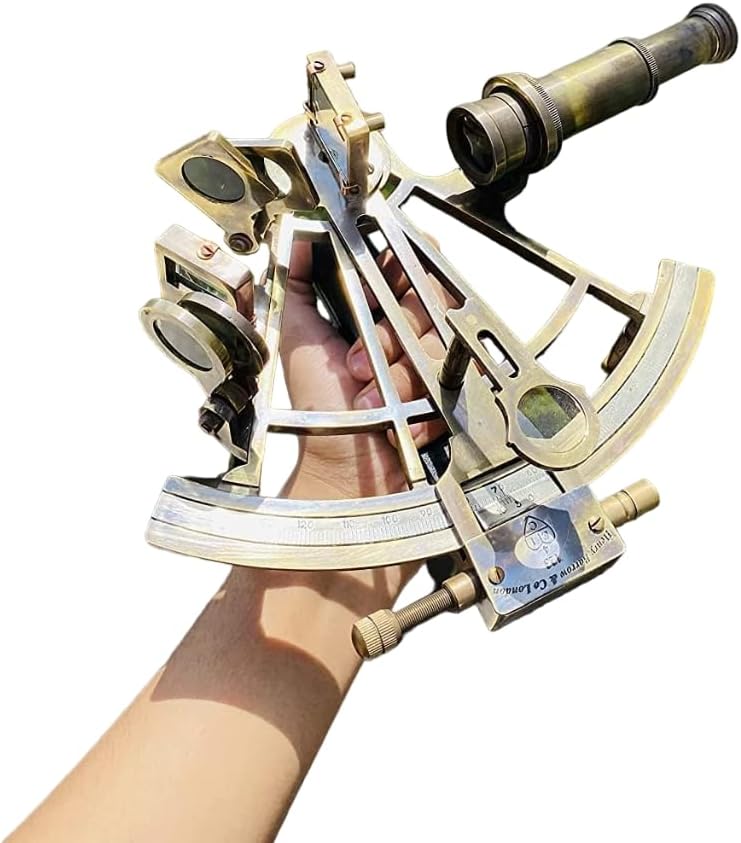 Maritime 8" Nautical Sextant Marine Navigational Astrolabe Instrument Brass Antique Style Sextant Handmade Nautical Marine Sextant