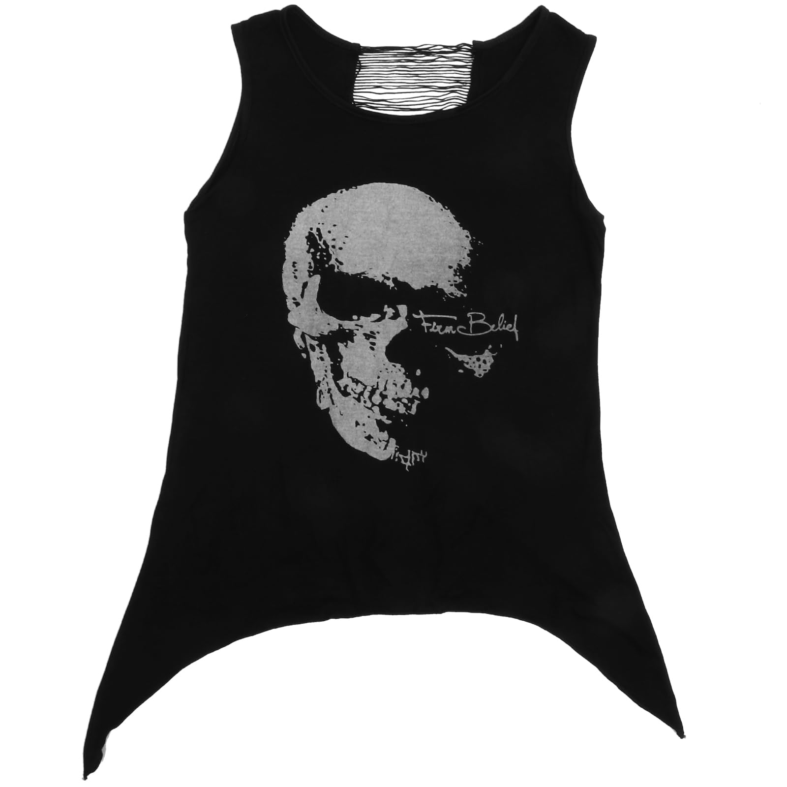ROSENICE Donne Teschio Punk Nappa Camicia Senza Maniche Gilet (Nero)