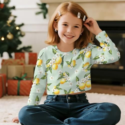 Girls Long Sleeve Shirts Kids Crop Tops Cute Sweatshirt Pullover Tops Crewneck Spring Fall Shirts Size 5-143