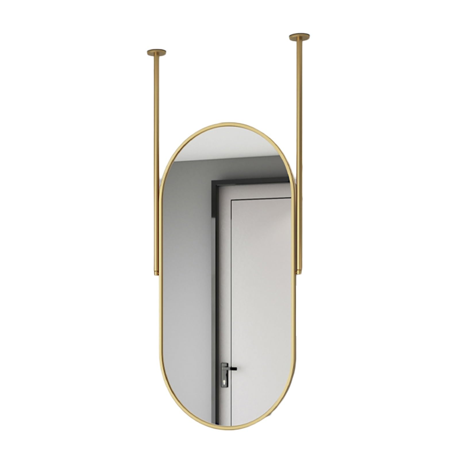 MESOVFCA Oval Ceiling Mirror, Vanity, Shaving with Metal Frame, Suitable for Bathrooms and(Gold,60x100cm)