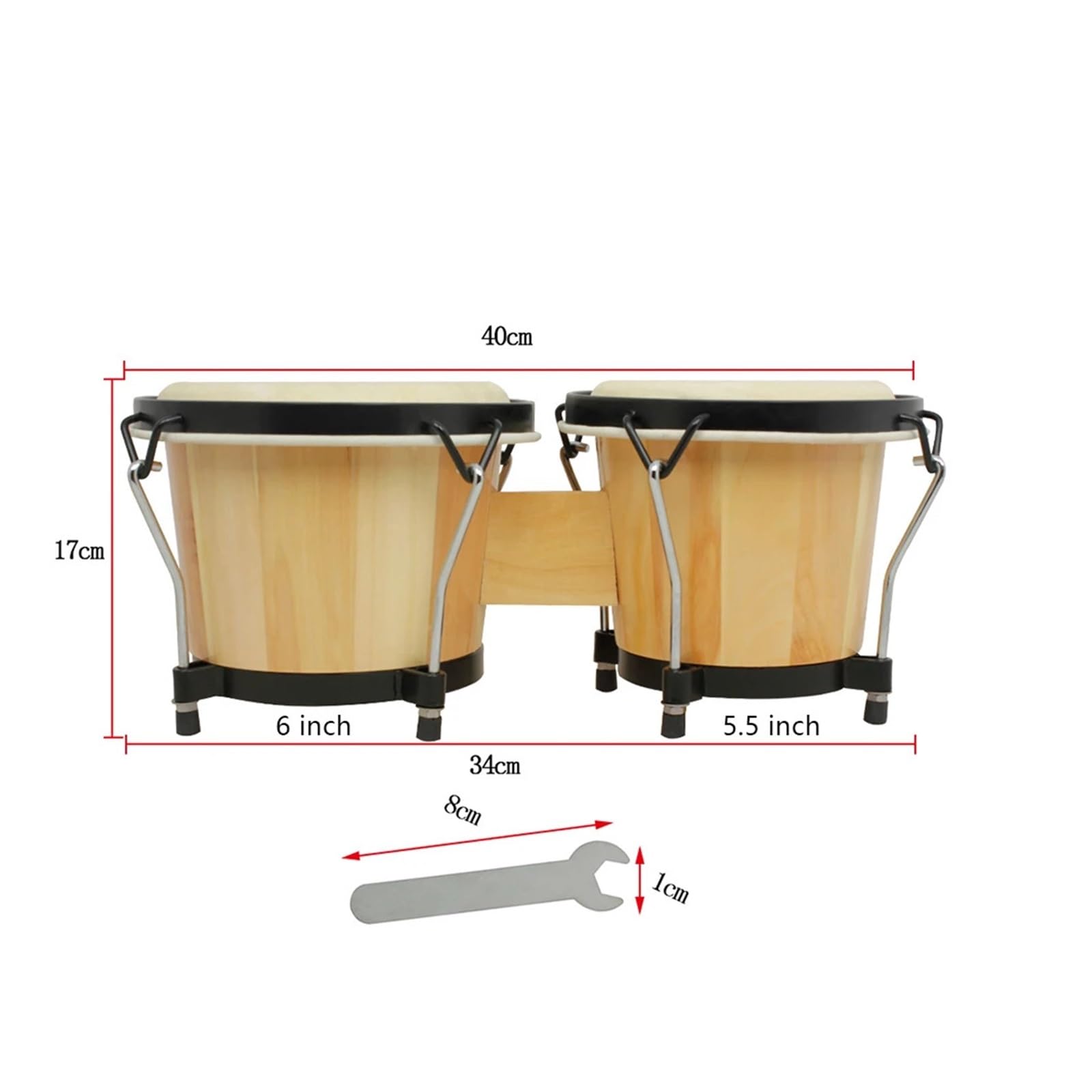 Bongos Bongos de madera tambor percusión instrumentos musicales aprendizaje música educativa con llave