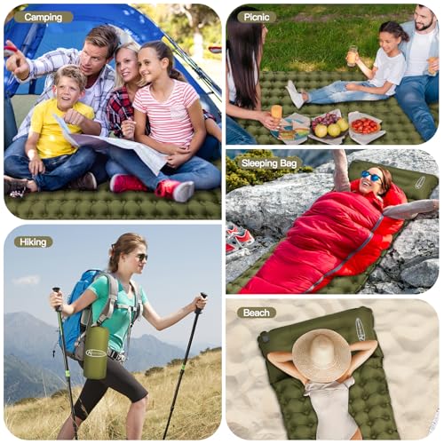 ACTIVE FOREVER Self-inflating Camping Mat, 9cm Thickness Inflatable Sleeping Mat with Pillow Built-in Foot Pump, Compact Waterproof Air Mattress for Outdoor Camping, Backpacking, Hiking, Beach, Green - Image 8