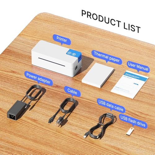 Image of Bluetooth Thermal Shipping Label Printer, 4x6 Portable Direct Thermal Printer, Compatible with iPhone, Android, Windows and Mac, Widely Used for USPS UPS Amazon Shopify Etsy, White