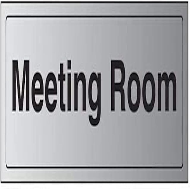 VSafety General Door-Meeting room Sign - 300mm x 100mm - Self Adhesive Alu Effect