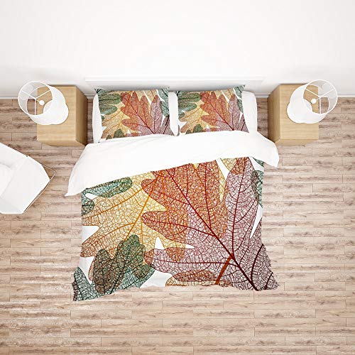 Housse de couette King size motif chêne 3 pièces de qualité supérieure