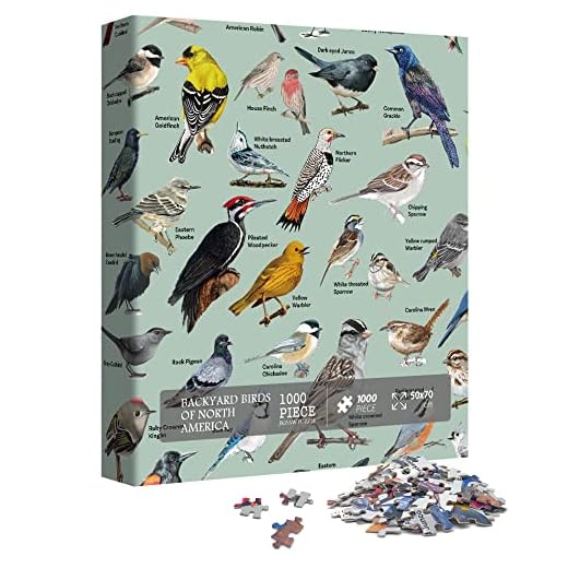 Bird Puzzle for Adults 1000 Pieces and Up, Backyard Birding Puzzle Collects 47 Backyard Birds of North America, Birds Theme Jigsaw Puzzles as Bird Lover Gifts