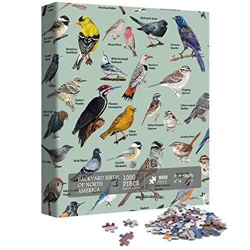 Bird Puzzle for Adults 1000 Pieces and Up, Backyard Birding Puzzle Collects 47 Backyard Birds of North America, Birds Theme Jigsaw Puzzles for Bird Lover