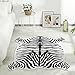 FALARK INC Zebra Rug, 4.6ft x 5.2ft Faux Fur Zebra Print Rug for Living Room Bedroom, Cute Animal Print Carpet Western Home Decor, Upgraded Soft Zebra Skin Area Rug, Black and White