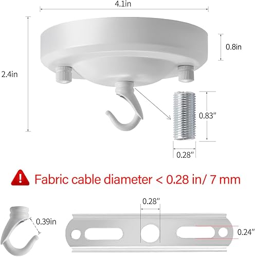 Miniatura 4 de Kit de toldo de luz blanco, toldo de araña de 4.1 pulgadas con todos los accesorios de montaje, gancho para luz colgante, carga máxima de 22 libras