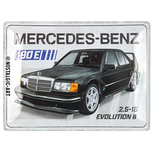 Nostalgic-Art Cartel metálico retro, 30 x 40 cm, Mercedes-Benz – 190 E 2.5-16 Evolution II – Idea de regalo para fans de Mercedes-Benz, Official License Product (OLP), de metal, diseño vintage