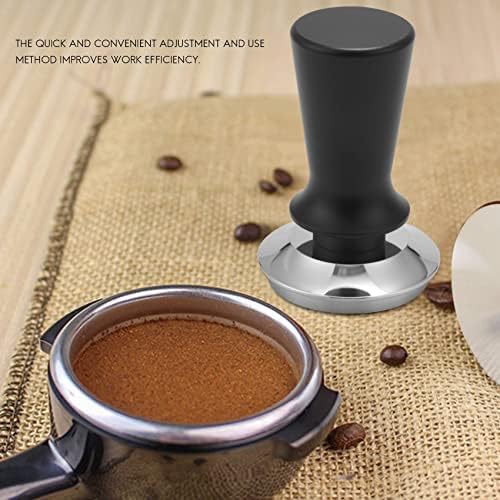 Hacbop 53mm Constant Pressure Calibrated Coffee Espresso Tamper Barista Espresso Flat Base Coffee Bean Press Tamper, Black