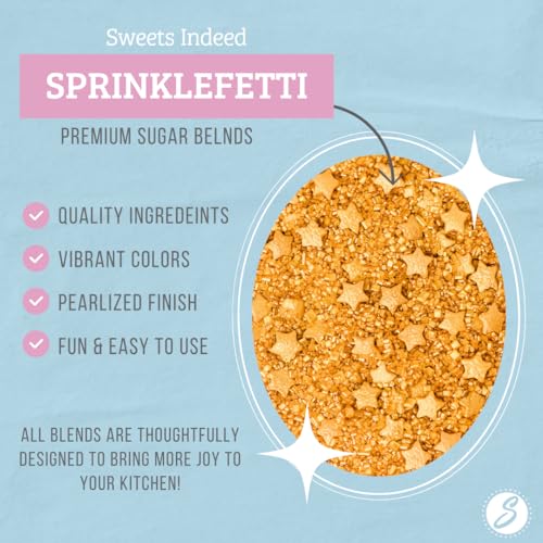Image of Sweets Indeed Sprinkles, Edible Sprinkle Sugar Mix, Perfect for Cake Decorations, Baking, Ice Cream, Cookies, Cupcake Topper, 5 ounces (Golden Galaxy)