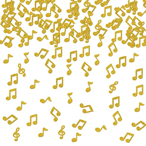 Ambishi 120pcs Musical Note Confetti, Gold Glitter Note Cutouts Confetti, Musical Party Music Theme Birthday Anniversary Engagement Baby Shower Wedding Karaoke Party Table Decoration Scatters