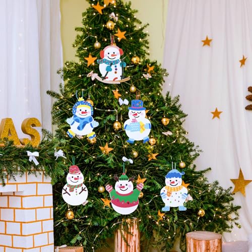 24 Sets Christmas Snowman Craft Kits Winter Crafts DIY Christmas Snowman Ornaments Decorations Art Sets Make Your Own Snowman Set Snowman Christmas Foam Stickers Arts and Crafts
