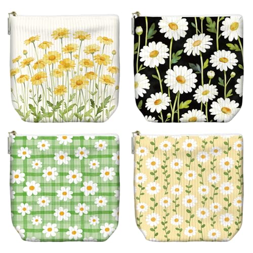 Trousses de maquillage marguerite : le lot de 4 pochettes à offrir