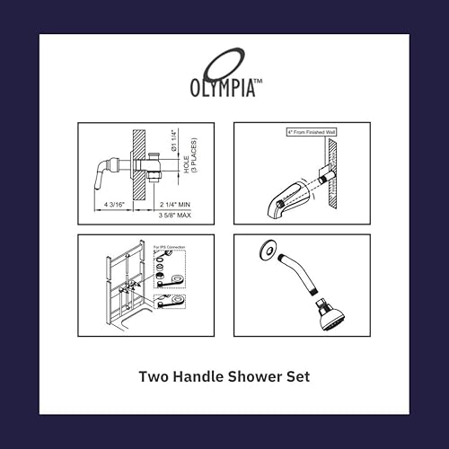 Miniatura 3 de Olympia Faucets P-1232 - Juego de ducha con dos asas, acabado cromado Cromo pulido,cepillado níquel