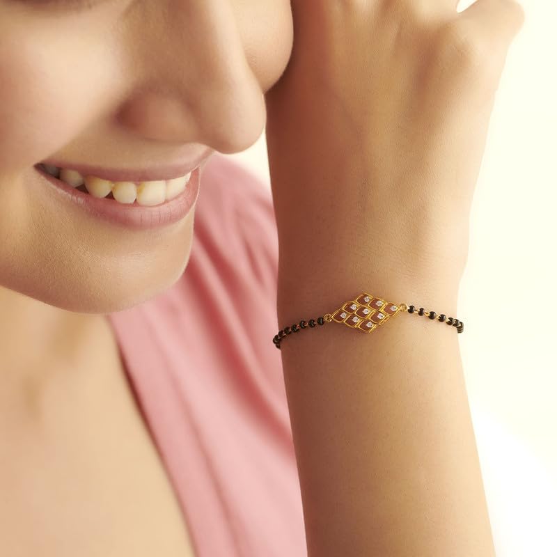 Image of KISNA Diamond Gold Mangalsutra Bracelet for Women